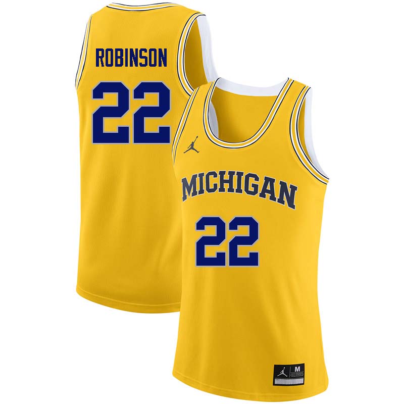 Men #22 Duncan Robinson Michigan Wolverines College Basketball Jerseys Sale-Yellow